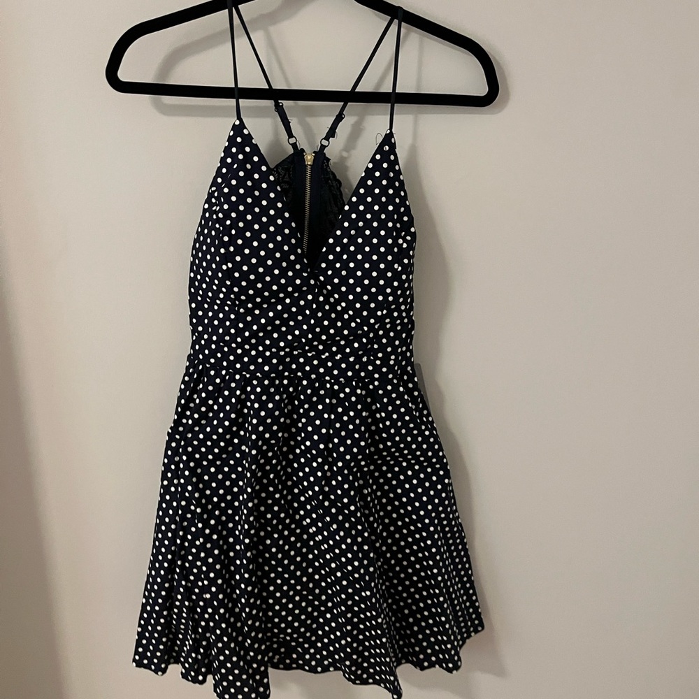 Polka dot Navy blue lace dress